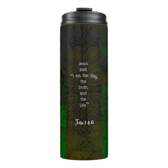 Garrafa Térmica Citação de caminho inspiracional Versa de Bíblia d (Frente)