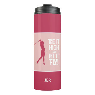 Garrafa Térmica Citação engraçada de golfe em camiseta magenta ver