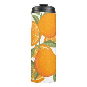 Garrafa Térmica Citrus Delight: Padrão de Fruta Laranja