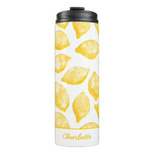 Garrafa Térmica Citrus Personalizados com Padrão de Limão de Aquar
