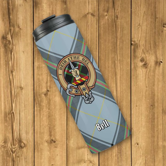 Garrafa Térmica Clan Bell Crest sobre Tartan (Criador carregado)