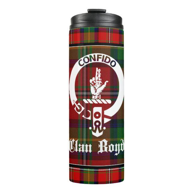 Garrafa Térmica Clan Boyd Crest Crachá & Tartan (Frente)
