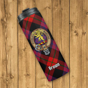Garrafa Térmica Clan Brown Crest sobre Tartan