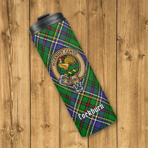 Garrafa Térmica Clan Cockburn Crest sobre Tartan