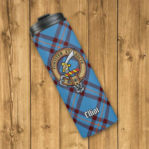 Garrafa Térmica Clan Elliot Crest sobre o Antigo Tartan