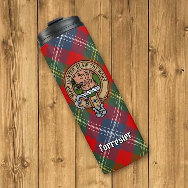 Garrafa Térmica Clan Forrester Crest sobre Tartan (Criador carregado)