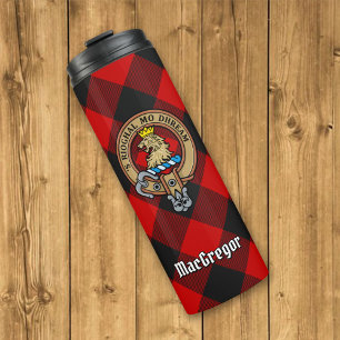 Garrafa Térmica Clan Gregor Crest sobre Rob Roy Tartan