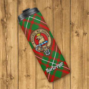 Garrafa Térmica Clan Gregor Crest sobre Tartan