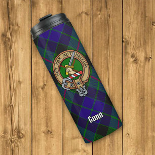 Garrafa Térmica Clan Gunn Crest sobre Tartan
