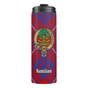 Garrafa Térmica Clan Hamilton Crest sobre o Red Tartan