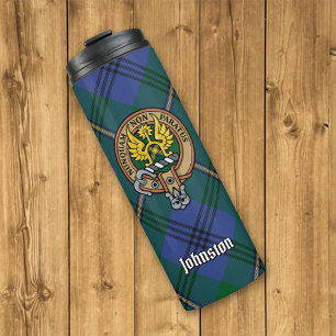 Garrafa Térmica Clan Johnston Crest sobre Tartan