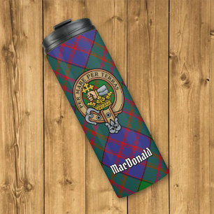 Garrafa Térmica Clan MacDonald Crest sobre Tartan