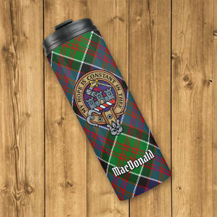 Garrafa Térmica Clan MacDonald do Clanranald Crest sobre Tartan