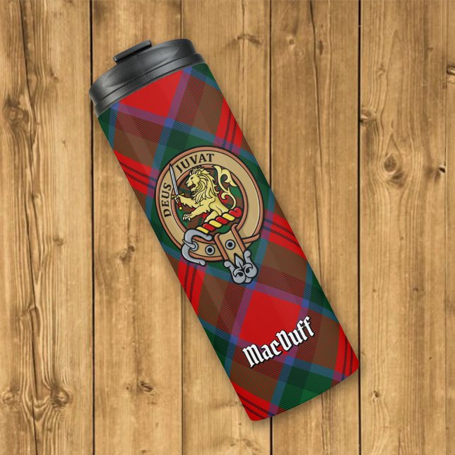 Garrafa Térmica Clan MacDuff Crest sobre Tartan (Criador carregado)