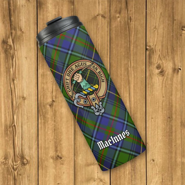 Garrafa Térmica Clan MacInnes Crest sobre Tartan (Criador carregado)