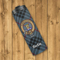 Clan MacKay Crest sobre Blue Tartan