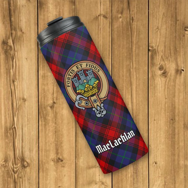 Garrafa Térmica Clan MacLachlan Crest sobre Tartan (Criador carregado)