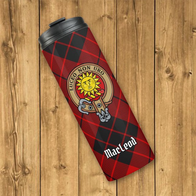 Garrafa Térmica Clan MacLeod de Raasay Crest sobre Tartan (Criador carregado)