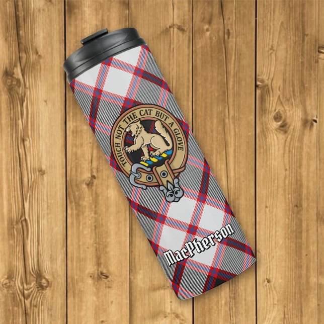 Garrafa Térmica Clan MacPherson Crest sobre caçar Tartan (Criador carregado)