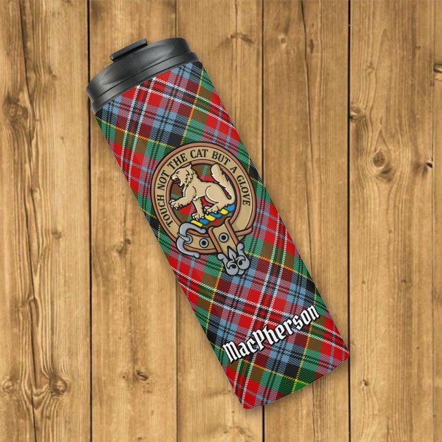Garrafa Térmica Clan MacPherson Crest sobre Tartan (Criador carregado)