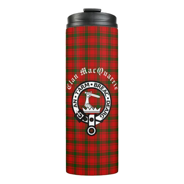 Garrafa Térmica Clan MacQuarrie Tartan e Crest (Frente)