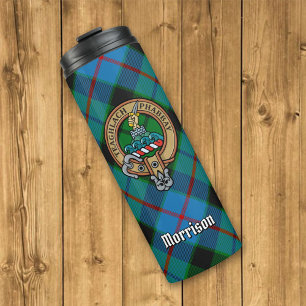 Garrafa Térmica Clan Morrison Crest sobre caçar Tartan