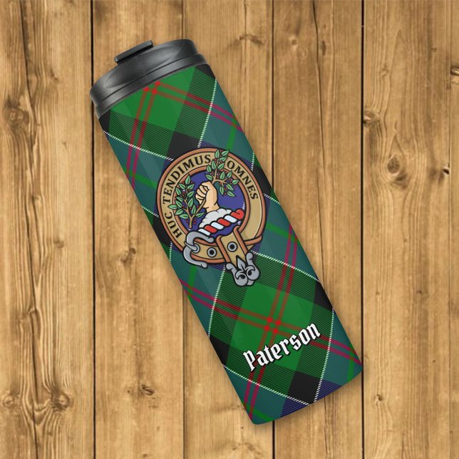 Garrafa Térmica Clan Paterson Crest sobre Tartan (Criador carregado)