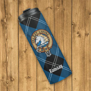 Garrafa Térmica Clan Ramsay Crest sobre Blue Hunting Tartan