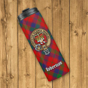 Garrafa Térmica Clan Robertson Crest sobre Tartan