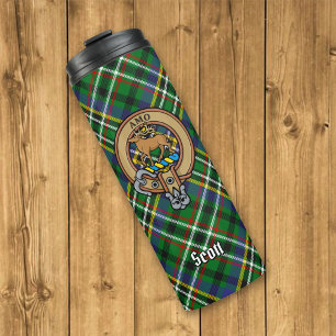 Garrafa Térmica Clan Scott Crest sobre Green Tartan