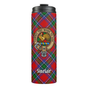 Garrafa Térmica Clan Sinclair Crest sobre o Red Tartan