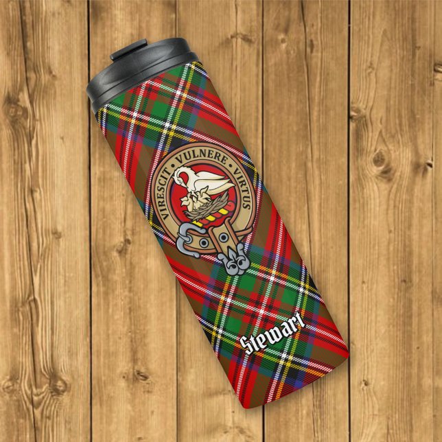 Garrafa Térmica Clan Stewart Crest sobre o Royal Tartan (Criador carregado)