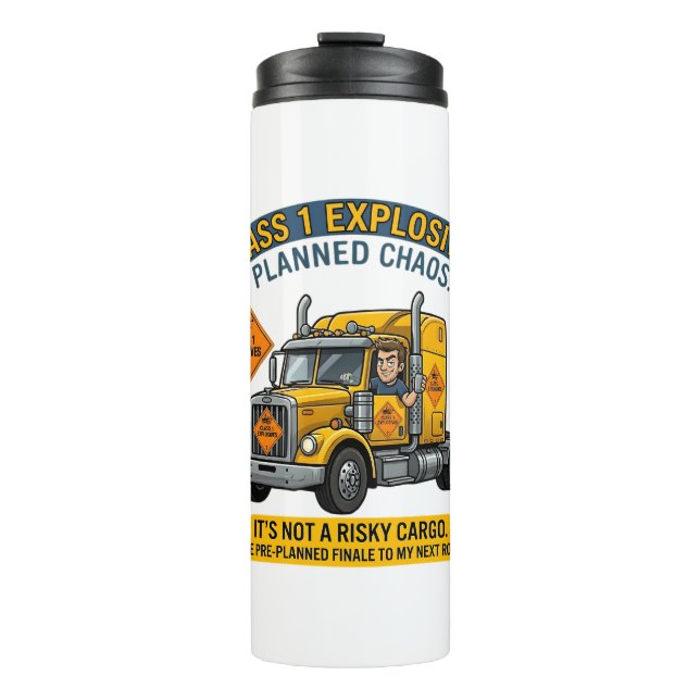Garrafa Térmica Class 1 Explosives Trucker Gift | Funny ADR Hazard (Frente)