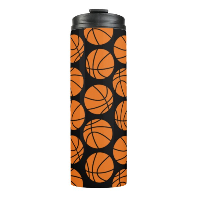 Garrafa Térmica Classic Basketball Pattern on Black (Frente)
