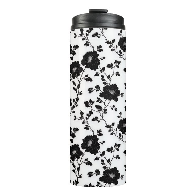 Garrafa Térmica Classic High Contrast Black Floral Silhouette (Frente)