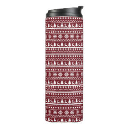Garrafa Térmica Classic Red Holiday Christmas Sweater Pattern