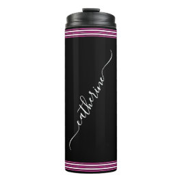 Garrafa Térmica Classic White Cursive Script Name Hot Pink Black