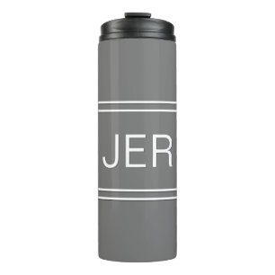 Garrafa Térmica Clássico Cinza Personalizado com Monograma de Inic