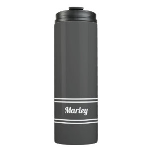 Garrafa Térmica Clássico Moderno Minimalista Nome Bonito Cinza Mas