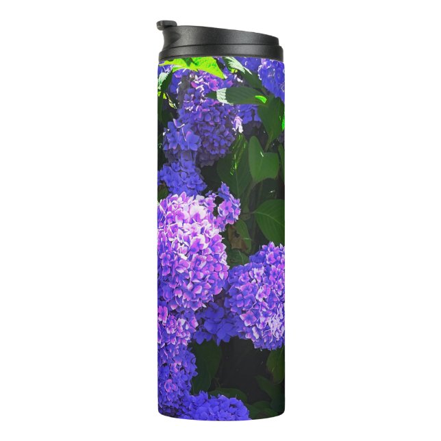 Garrafa Térmica Clássico Roxo Realista Hydrangea Thermal Tumbler (Rotação à direita)