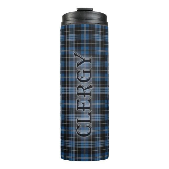 Garrafa Térmica Clergy Tartan com o Sobrenome (Frente)