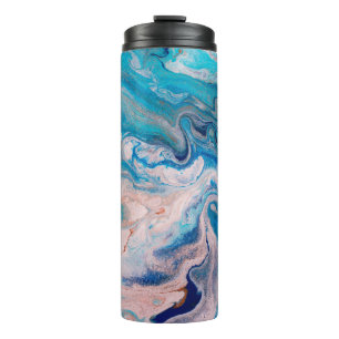 Garrafa Térmica Closeup of mixed blue and white abstract marble te