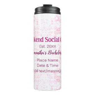 Garrafa Térmica Clube social de fim de semana rosa brilho despedid