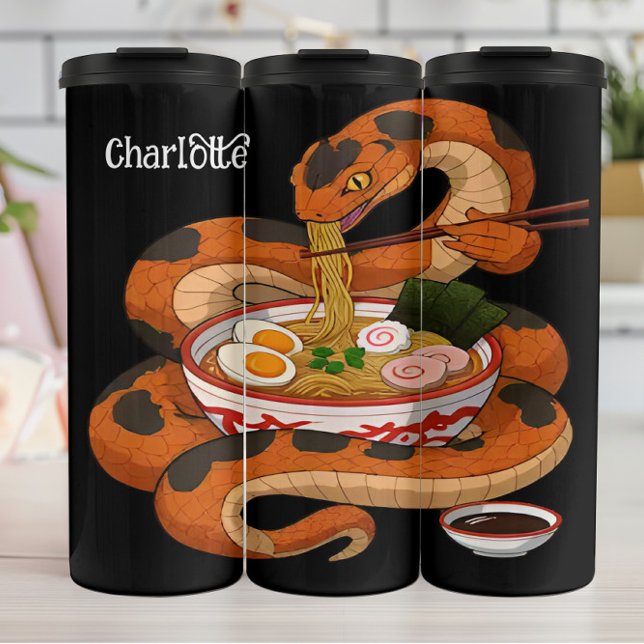 Garrafa Térmica Cobra Devours: Ramen Noodles, Chopsticks (Criador carregado)