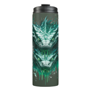 Garrafa Térmica Cobra Verde Tóxico Borrifo de Aquarela Térmico