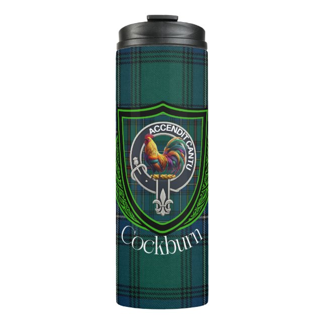 Garrafa Térmica Cockburn Scottish Clan Tartan & Crest (Frente)