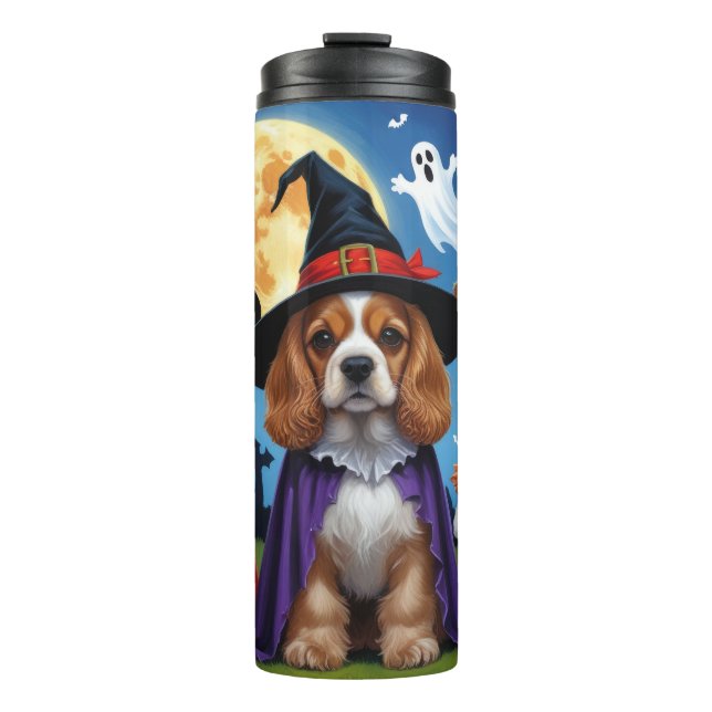 Garrafa Térmica Cocker Spaniel Cães Pumpkin Halloween Engraçado (Frente)