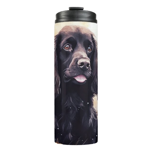 Garrafa Térmica Cocker Spaniel de Halloween com Abóboras (Frente)