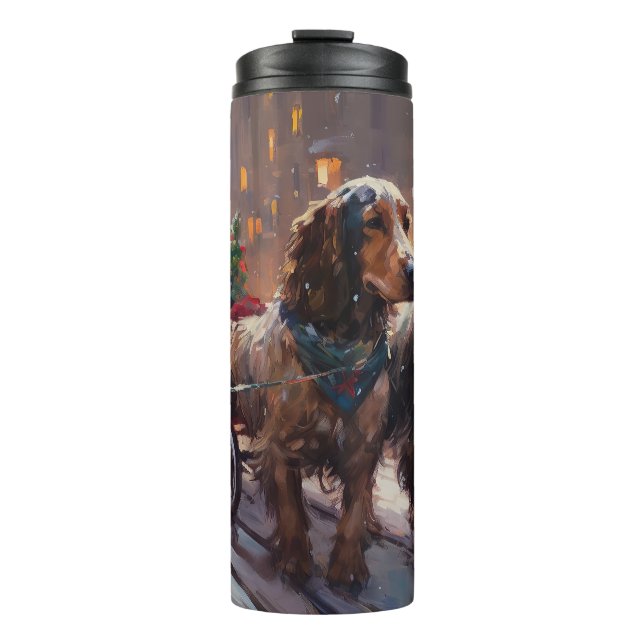 Garrafa Térmica Cocker Spaniel Inglês Temporada de Natal (Frente)
