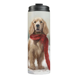 Garrafa Térmica Cocker Spaniel no Natal na Neve